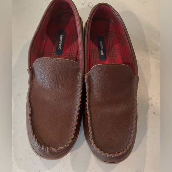 Lands’End Blake Shelton Men’s Plaid Leather Slippers size 12 Excellent Condition - Picture 2 of 4